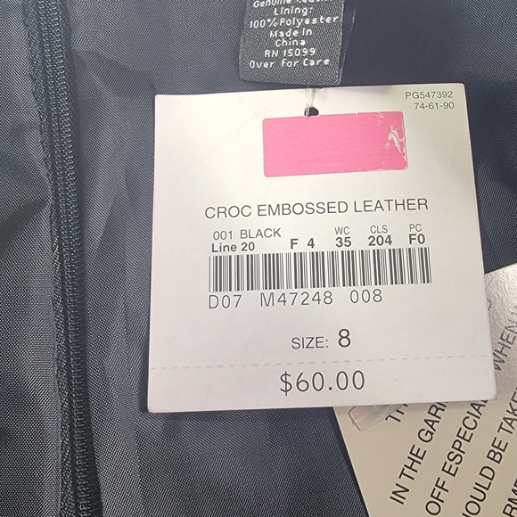 Apostrophe Croc Embossed Black Leather Skirt Womens Size 8 Lined NWT - Picture 7 of 9